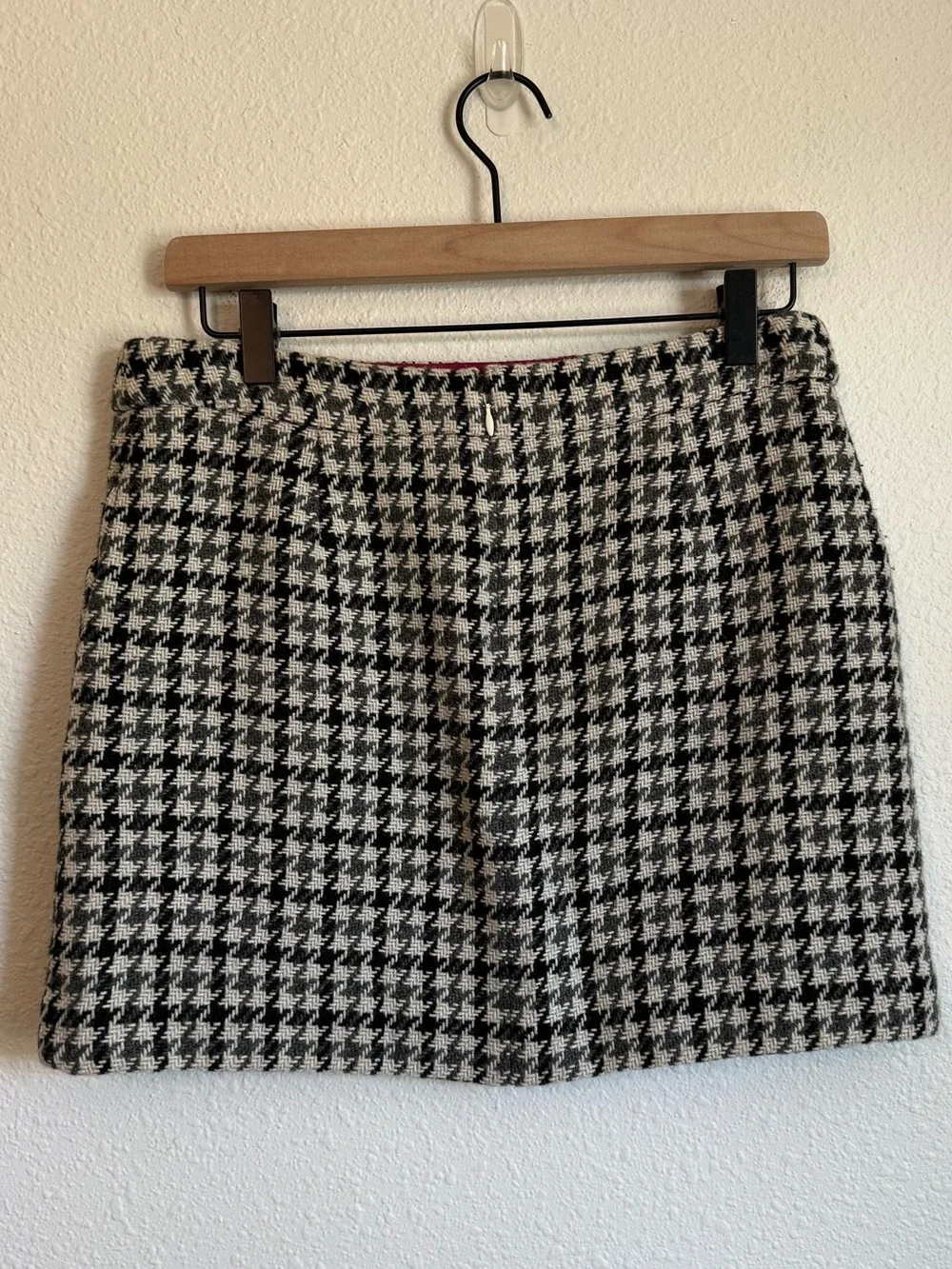 Y2K J Crew Wool Blend Houndstooth Mini Skirt Preppy Old Money Academia - Picture 5 of 7